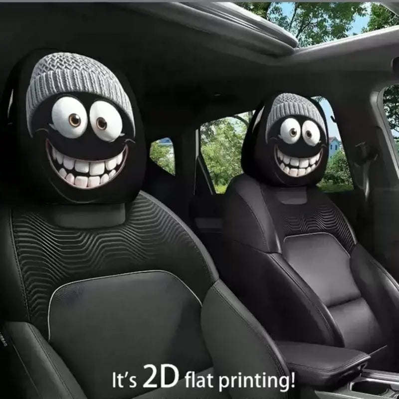 😆 Funny Cartoon Car Headrest Covers – 2PCS Universal Fit 🚗