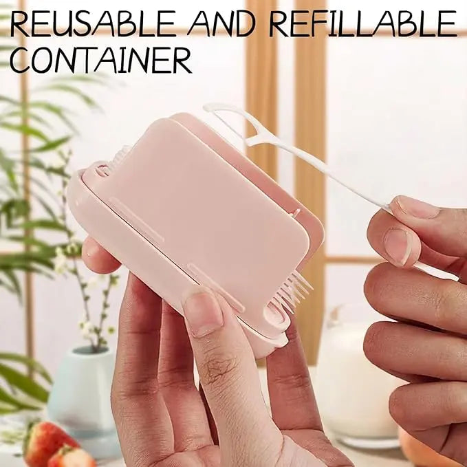 🦷🔄Travel-sized storage case - features an automatic pop-up dispenser