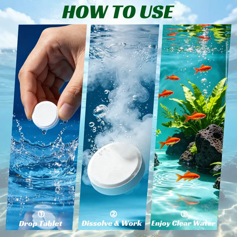 💥Hot sale♻️💧Aquarium Water Clarifying Tablets: Dedicated to cleaning, deodorizing, removing algae stains and silt, and purifying the water quality in fish ponds.