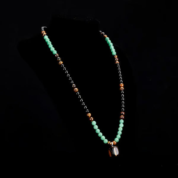 ✨ Money Attraction Necklace With GreenAventurine & Tiger Eye Pendant Healing Crystal Stone