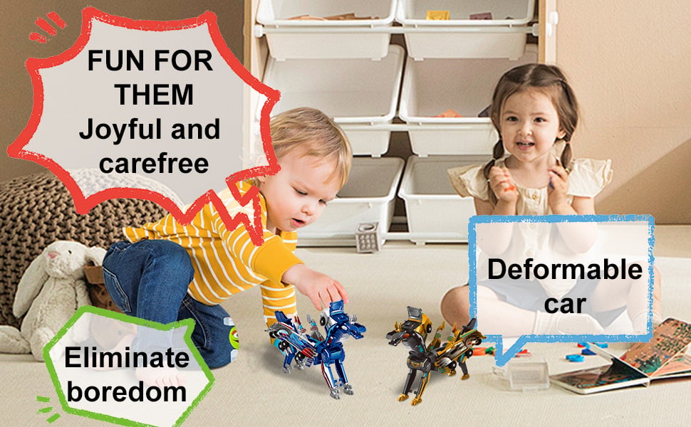 🎁Children's Day Special✨ 2-in-1 Transforming Dragon Car Toy with Collision Action