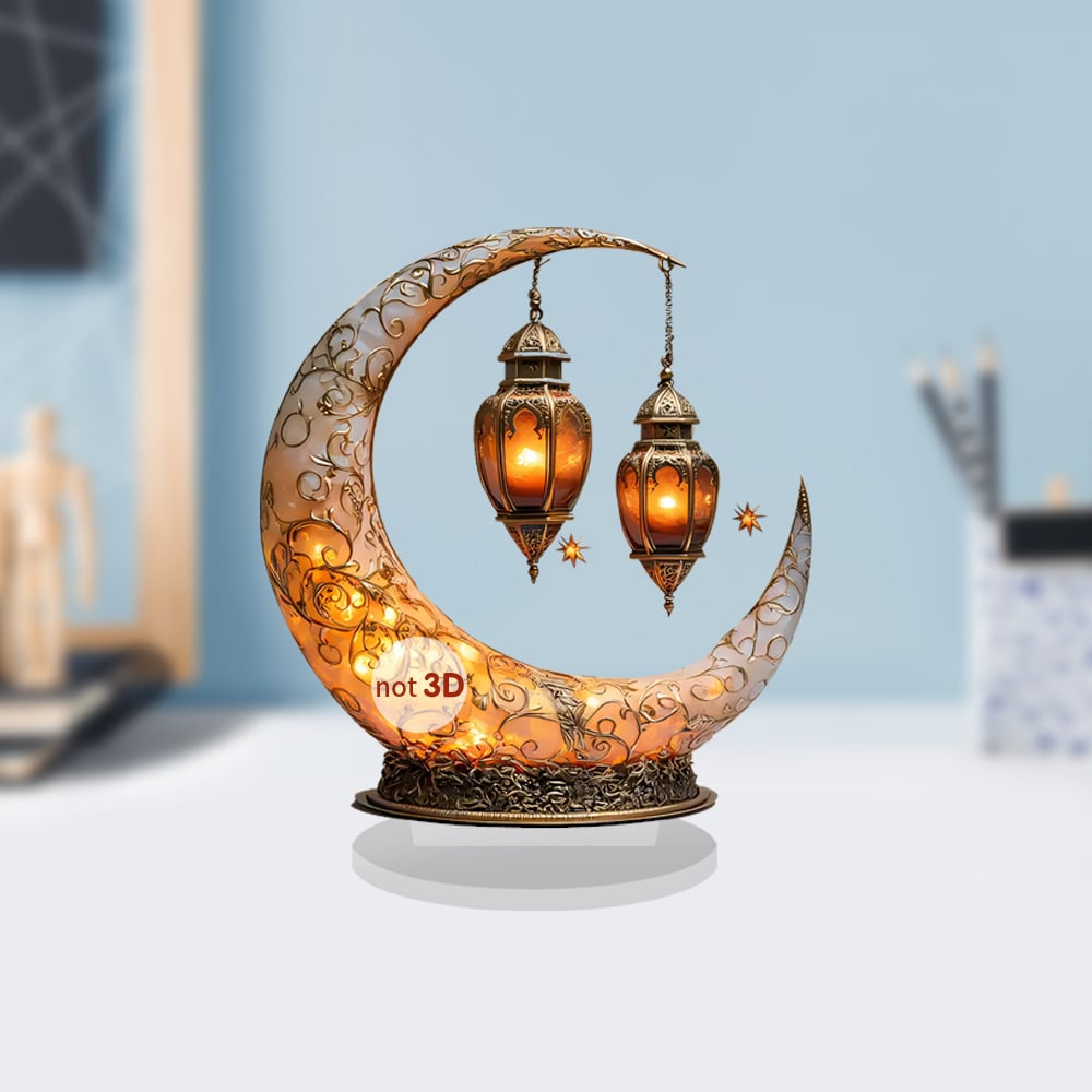 🕌2D-Moschee- und Mond-Ornament🌙Ramadan-Fest