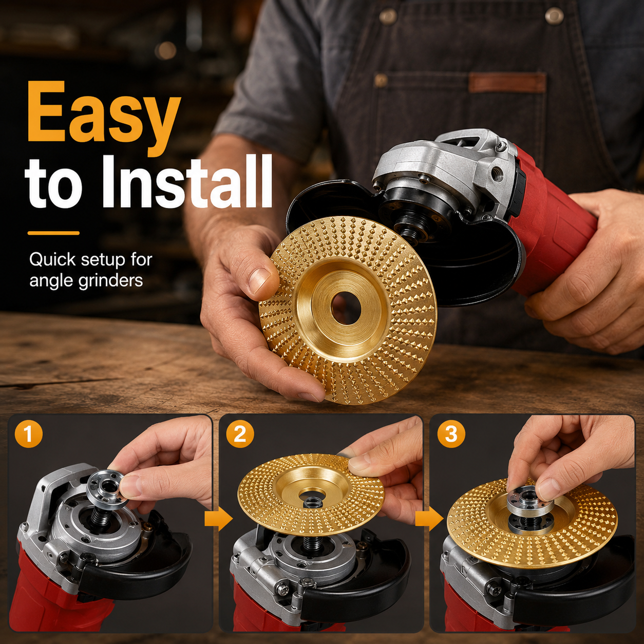 🔥 Wood Shaping Disc for Angle Grinder – Fast-Cut Carbon Steel Carving Wheel