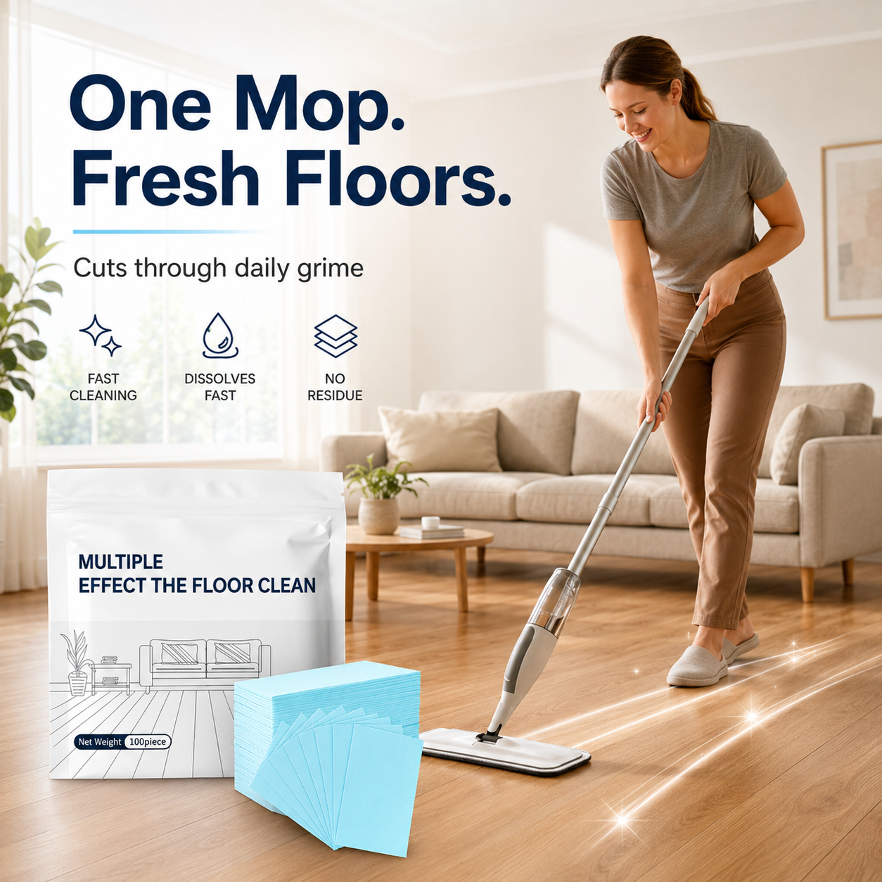 🔥 LAST DAY 55% OFF 🔥 Multi-Surface Antibacterial Floor Cleaner Sheets – For Hardwood, Tile & Laminate