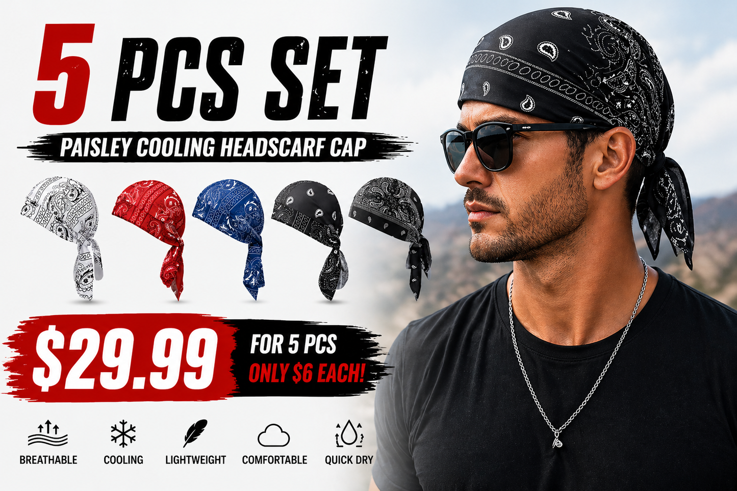 Paisley Cooling Headscarf Cap