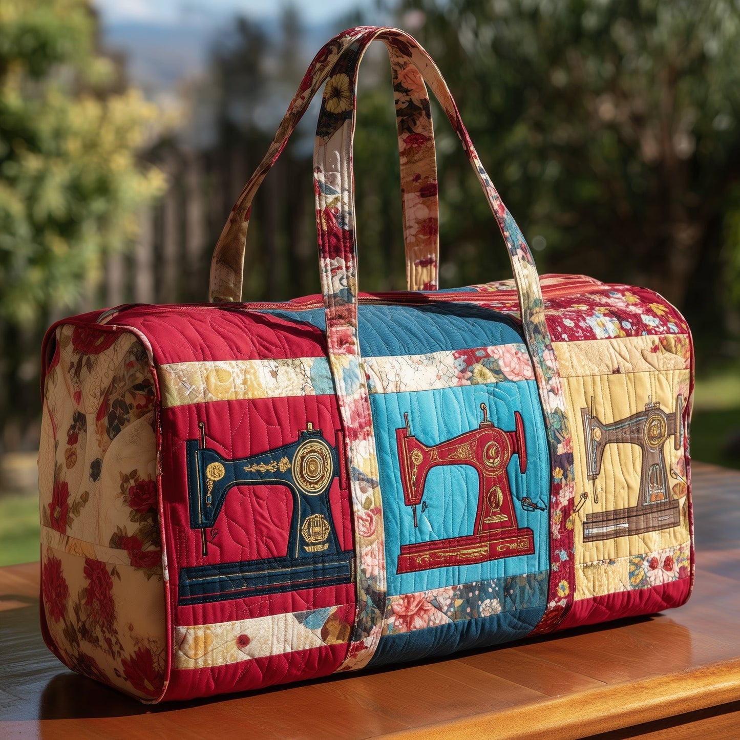 Vintage Sewing Machine Quilted Duffle Bag GFTOHD9813