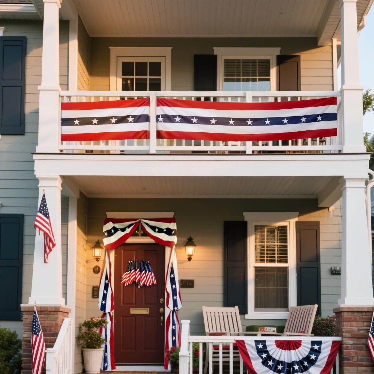 236"*20" Patriotic USA Banner – 250th Anniversary Red White Blue Bunting, Independence Day Outdoor Porch & Fence Decoration