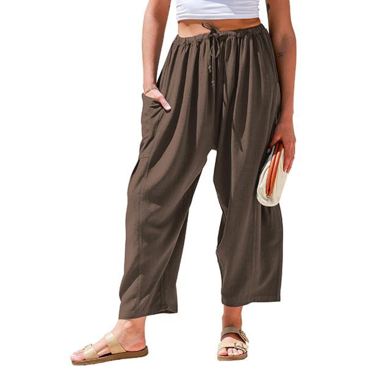 🎁Women's Polyester Wide Leg Pants with Pockets