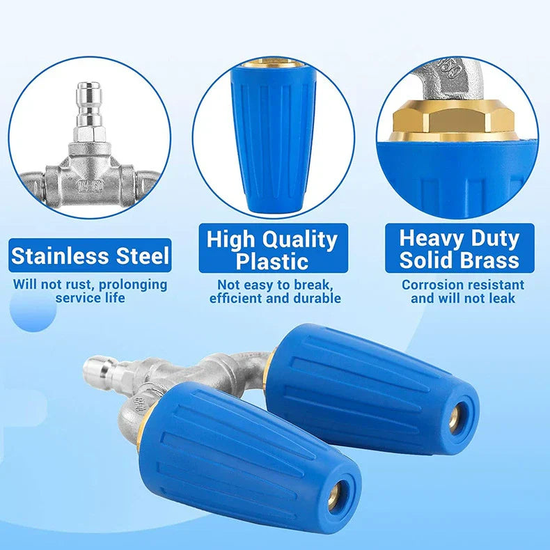 Triple Turbo Nozzle Pressure Washer, 360° Rotating Turbo Nozzle with 1/4" Quick Connector, 2.0 Orifice 3-in-1 Turbo Nozzle, 4000 PSI