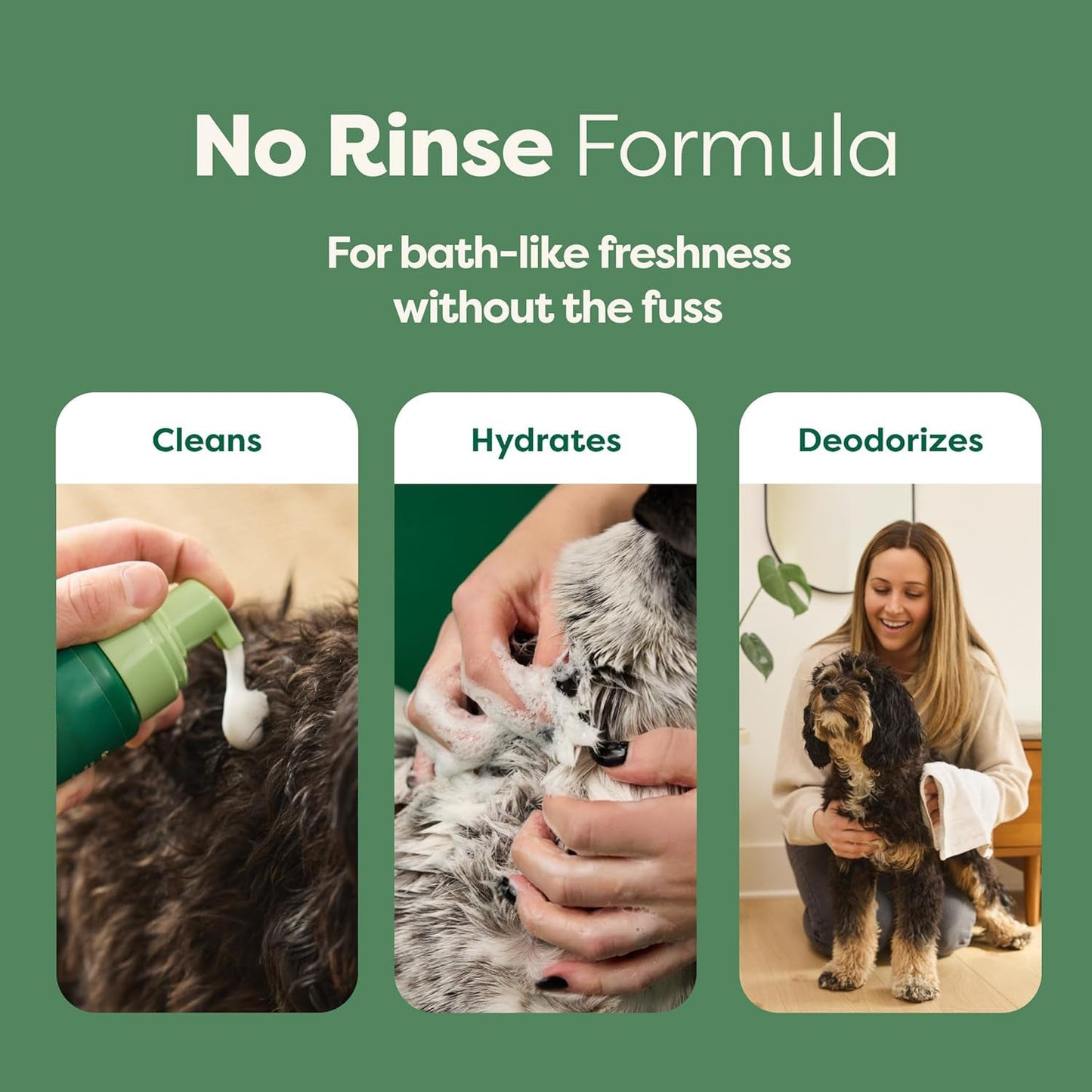 🐕🍃No-Rinse Dog Shampoo 7 oz - White Tea & Basil Scent, Convenient Waterless Formula