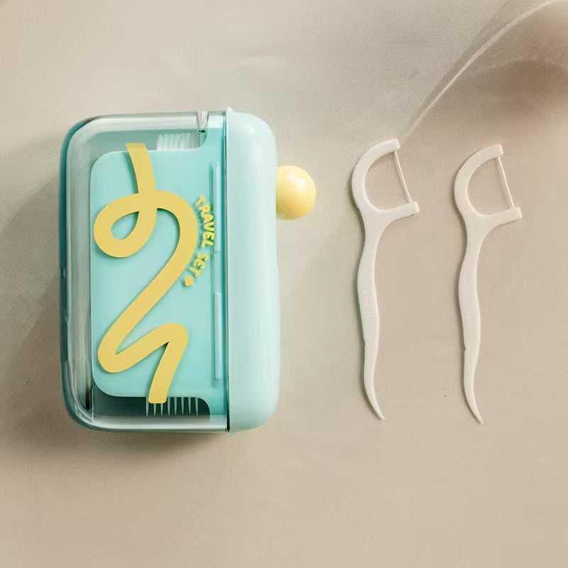🦷🔄Travel-sized storage case - features an automatic pop-up dispenser