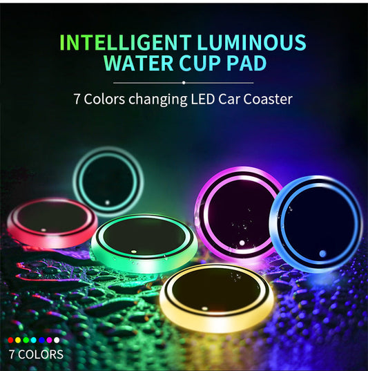 2 PCS LED Cup Holder Light - USB Rechargeable Waterproof Ambient Lighting