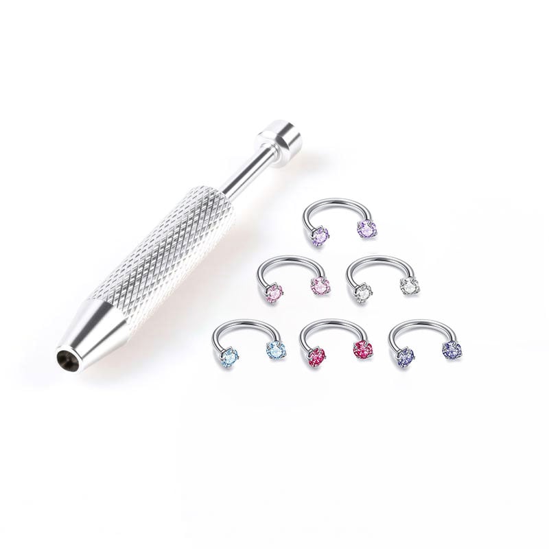 Horseshoe Nose Rings (6-Pack) — Includes Ball Retainers and Insertion Pins