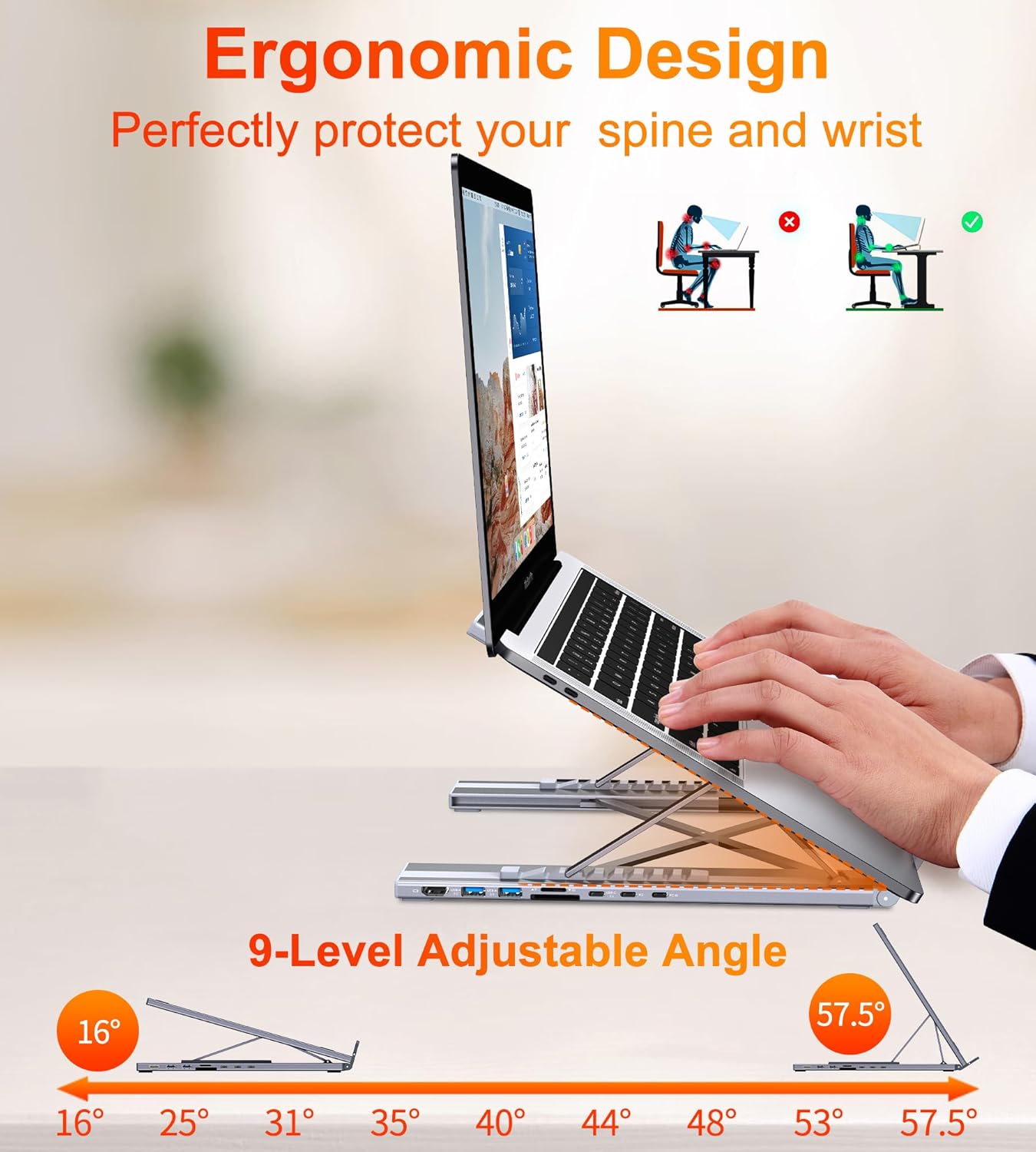 🏆Flash Sale⚡ 50K+ SOLD! Almost Gone-💥💻USB C Laptop Stand with Docking Station
