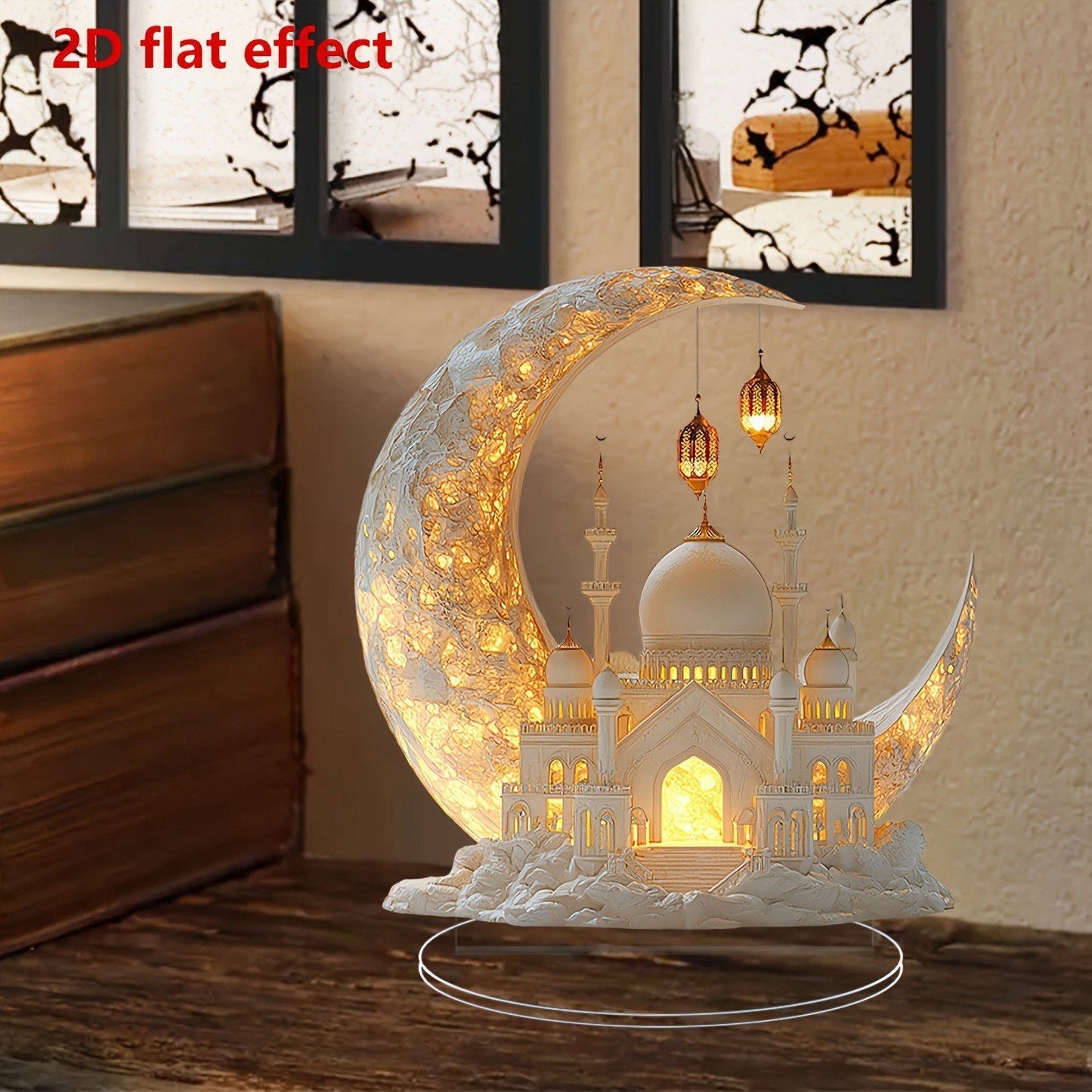 🕌2D-Moschee- und Mond-Ornament🌙Ramadan-Fest