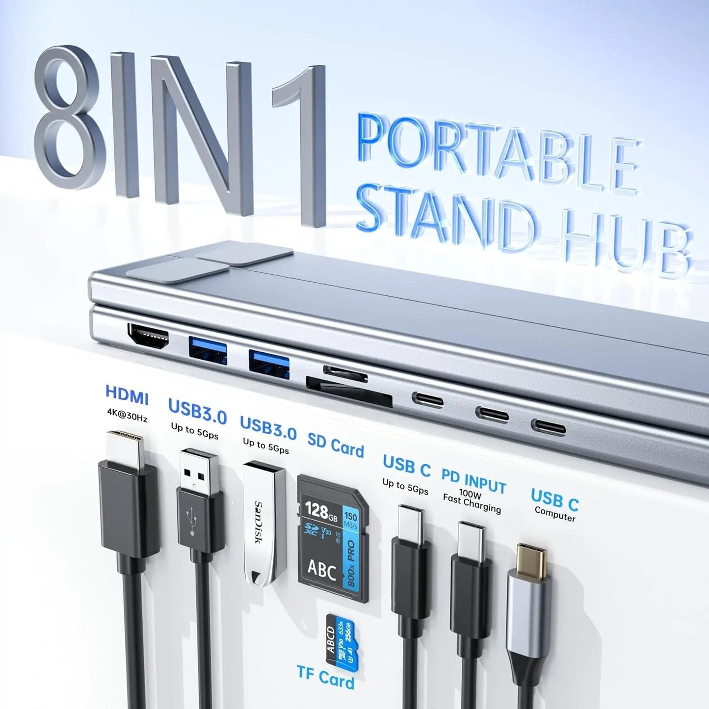 🏆Flash Sale⚡ 50K+ SOLD! Almost Gone-💥💻USB C Laptop Stand with Docking Station