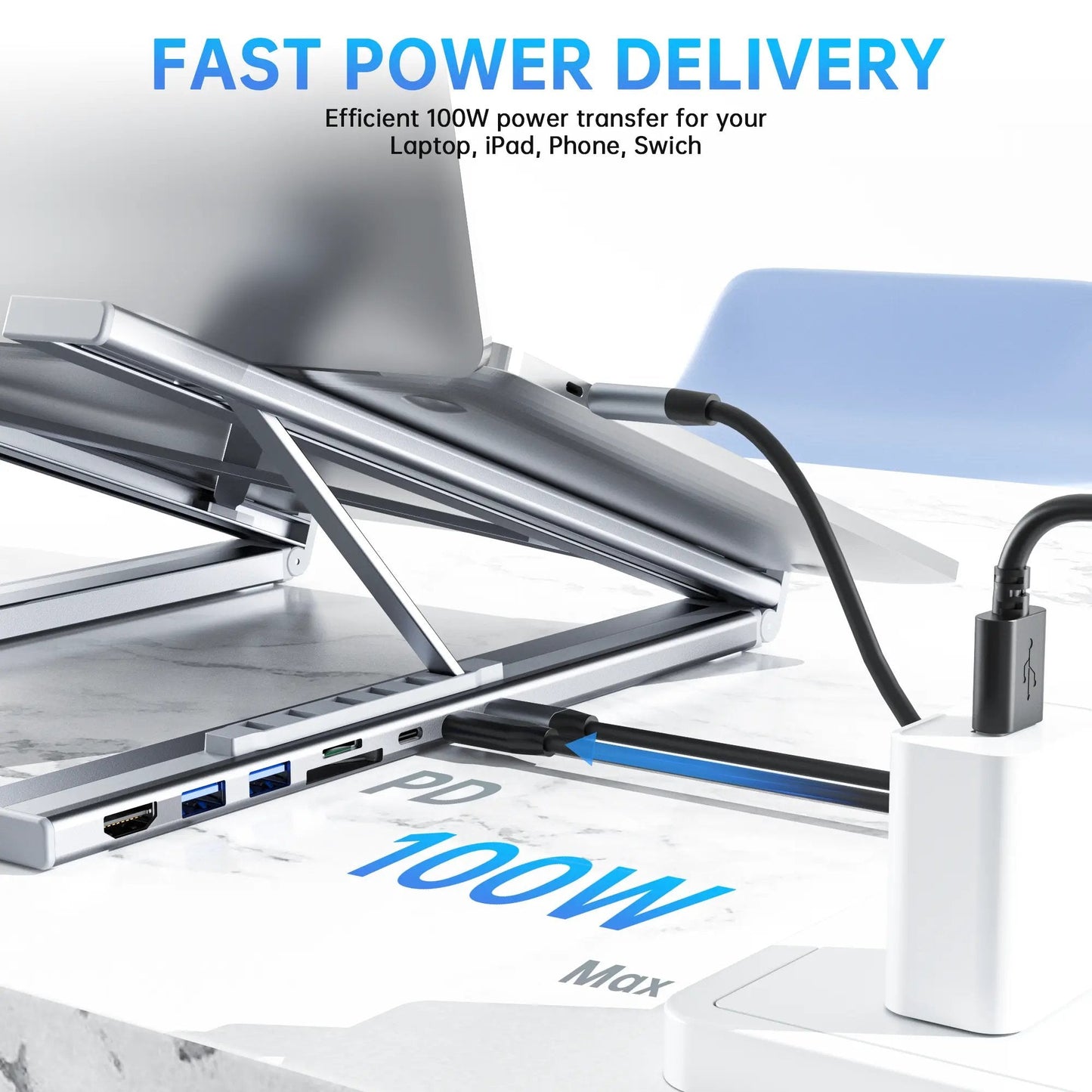 🏆Flash Sale⚡ 50K+ SOLD! Almost Gone-💥💻USB C Laptop Stand with Docking Station