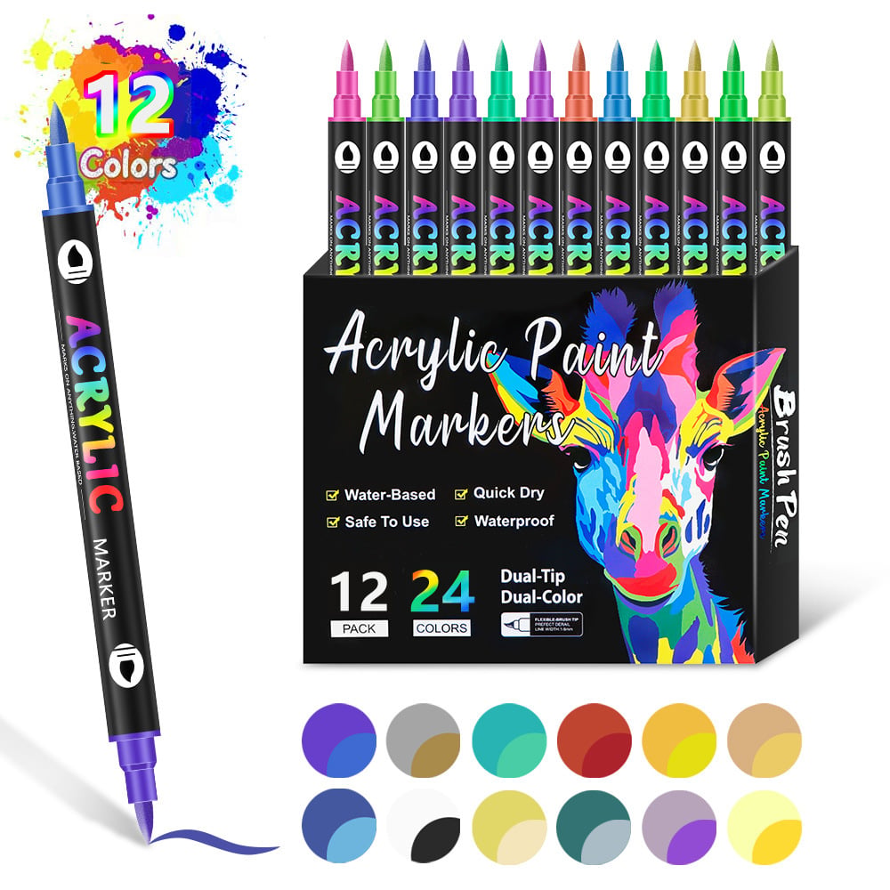 🔥Dual Tip Acrylic Paint Pen Marker - 24/48/72/120Colors