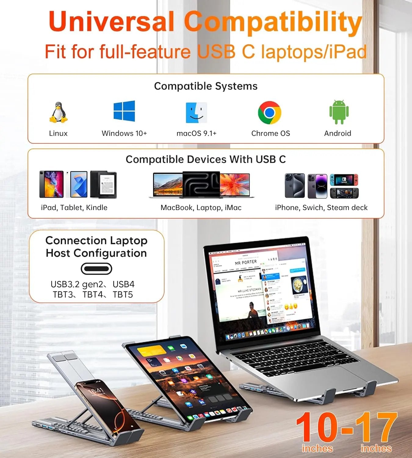 🏆Flash Sale⚡ 50K+ SOLD! Almost Gone-💥💻USB C Laptop Stand with Docking Station