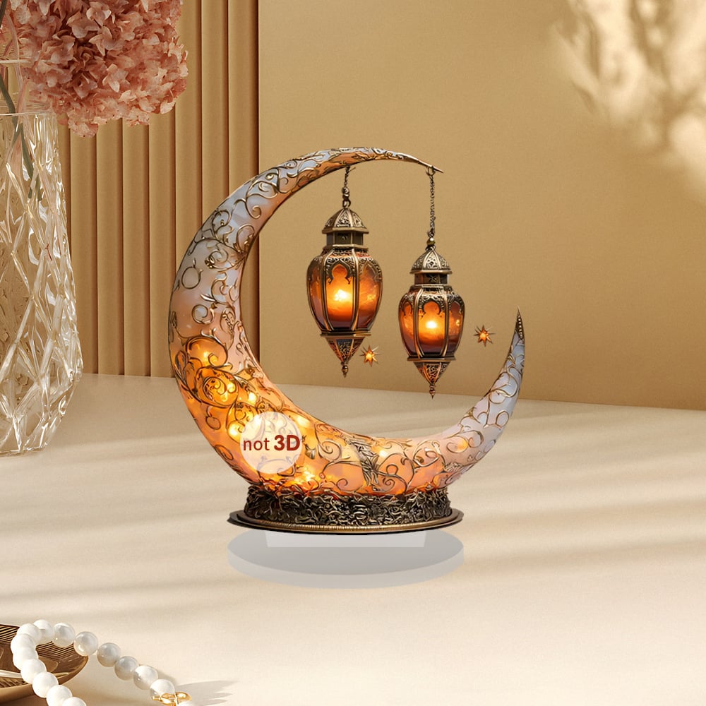 🕌2D-Moschee- und Mond-Ornament🌙Ramadan-Fest