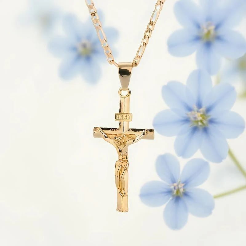 ⏰Limited-time offer - BUY 1 GET 1 FREE!✝️Gold-Tone Crucifix Pendant Necklace