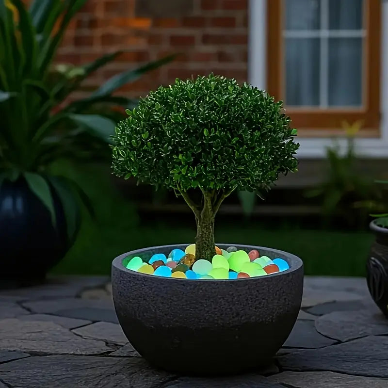 🌙✨Glow-in-the-Dark Small Pebbles（100pcs） – 8+ Hour Night Luminous Stones for Planters, Aquariums & Garden Decor
