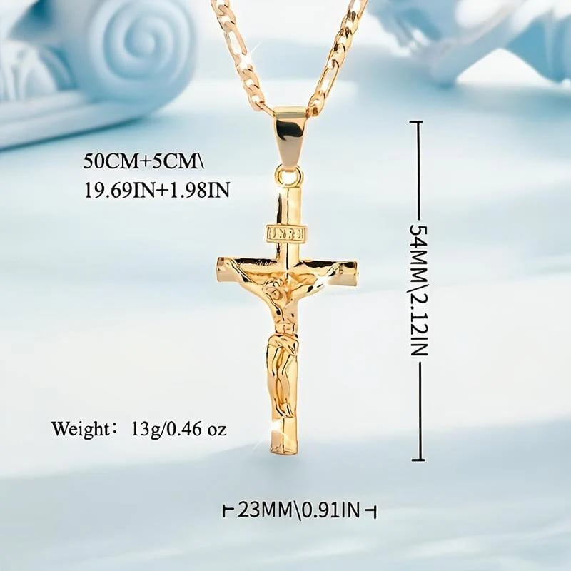 ⏰Limited-time offer - BUY 1 GET 1 FREE!✝️Gold-Tone Crucifix Pendant Necklace