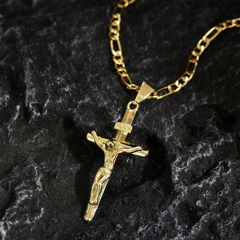 ⏰Limited-time offer - BUY 1 GET 1 FREE!✝️Gold-Tone Crucifix Pendant Necklace