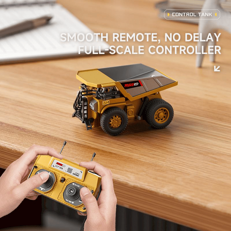 1:64 Premium Alloy Mini RC Construction Vehicle – Remote Control Dump Truck, Forklift or Excavator