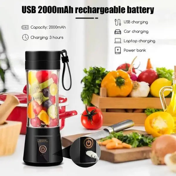 🥤⚡Mini Portable Blender Cup,Electric USB,400ml, Six Blades, leak-proof design