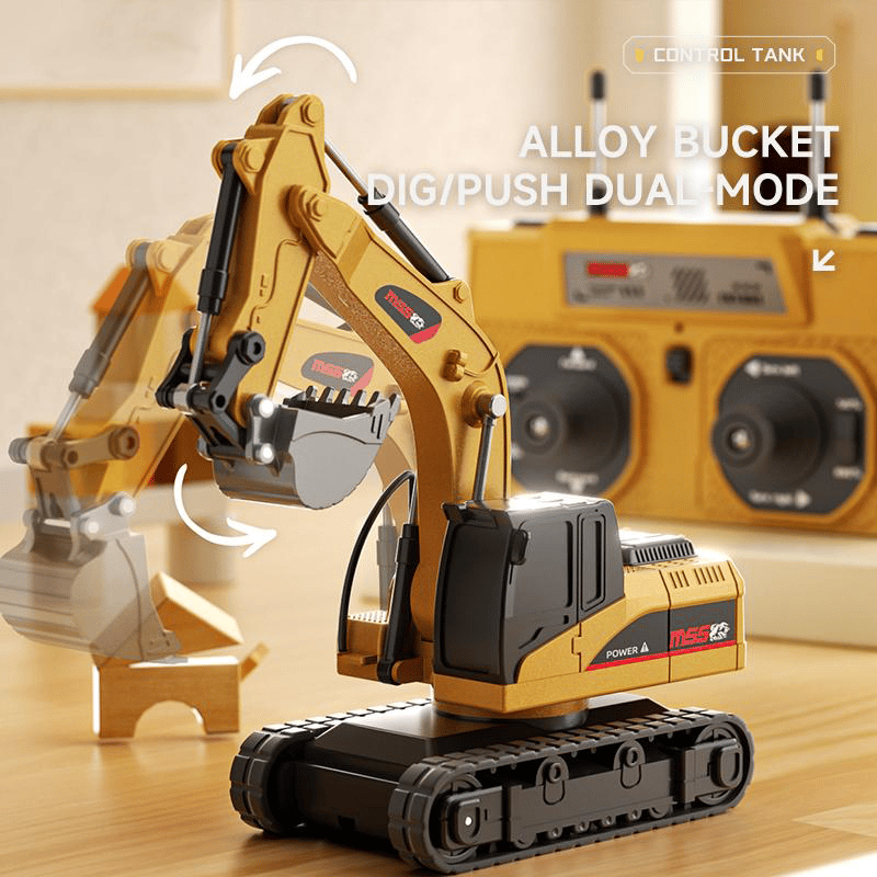 1:64 Premium Alloy Mini RC Construction Vehicle – Remote Control Dump Truck, Forklift or Excavator