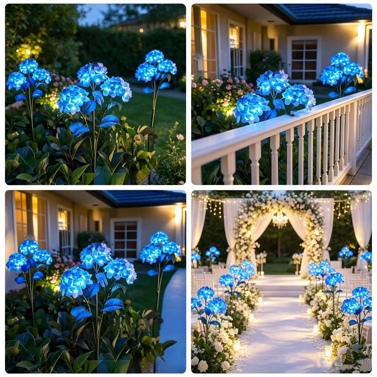 💐Solar Hydrangea Petal Lights - Realistic LED Floral Stake Lights for Premium Garden Landscaping