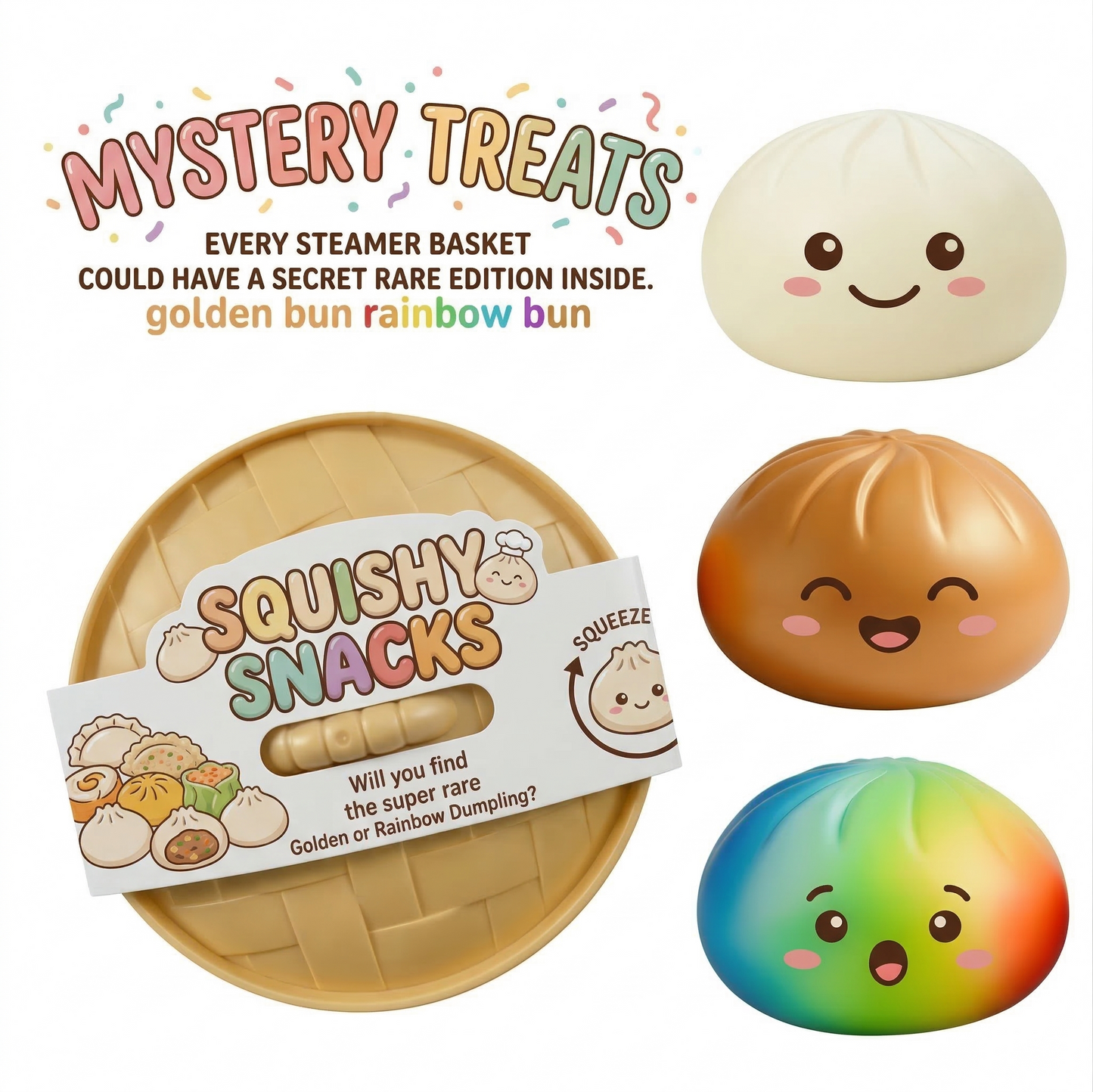 🔥 LAST DAY 50% OFF | Glitter Dumpling Squishy Steamer Blind Box