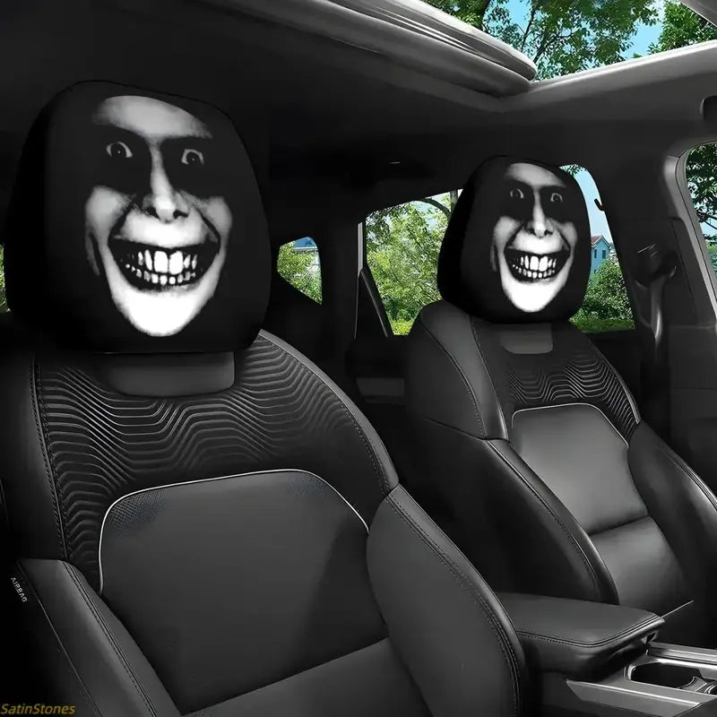 😆 Funny Cartoon Car Headrest Covers – 2PCS Universal Fit 🚗