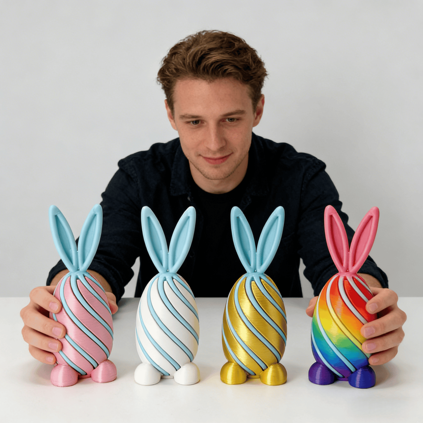 🐰🎉 3D Printed Easter Bunny Egg Fun Rotating Toy