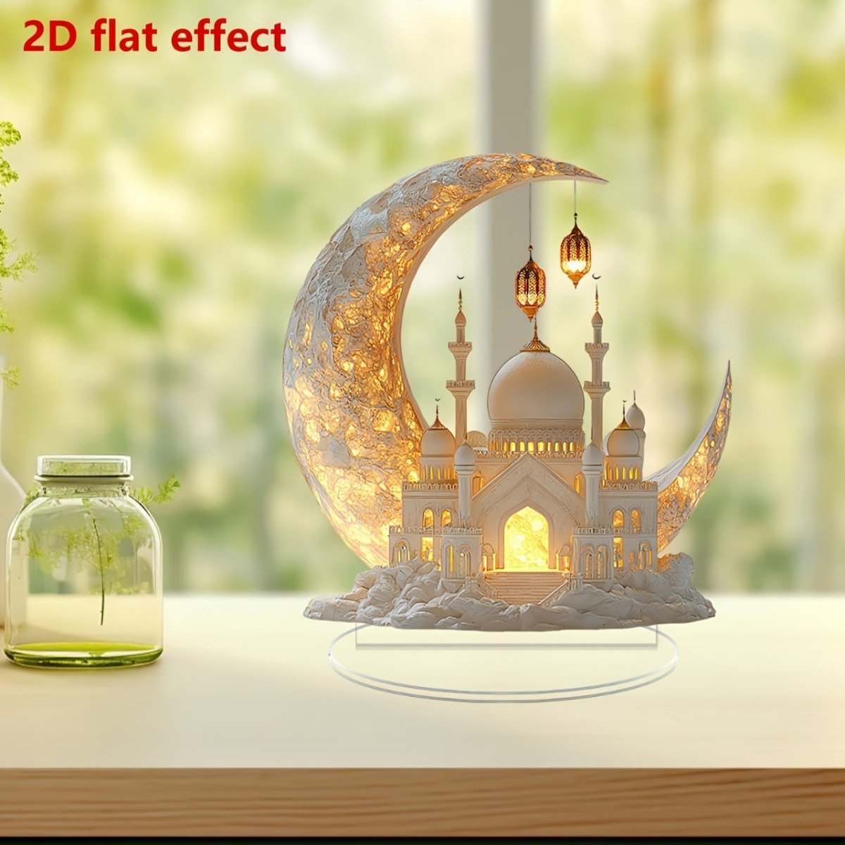 🕌2D-Moschee- und Mond-Ornament🌙Ramadan-Fest