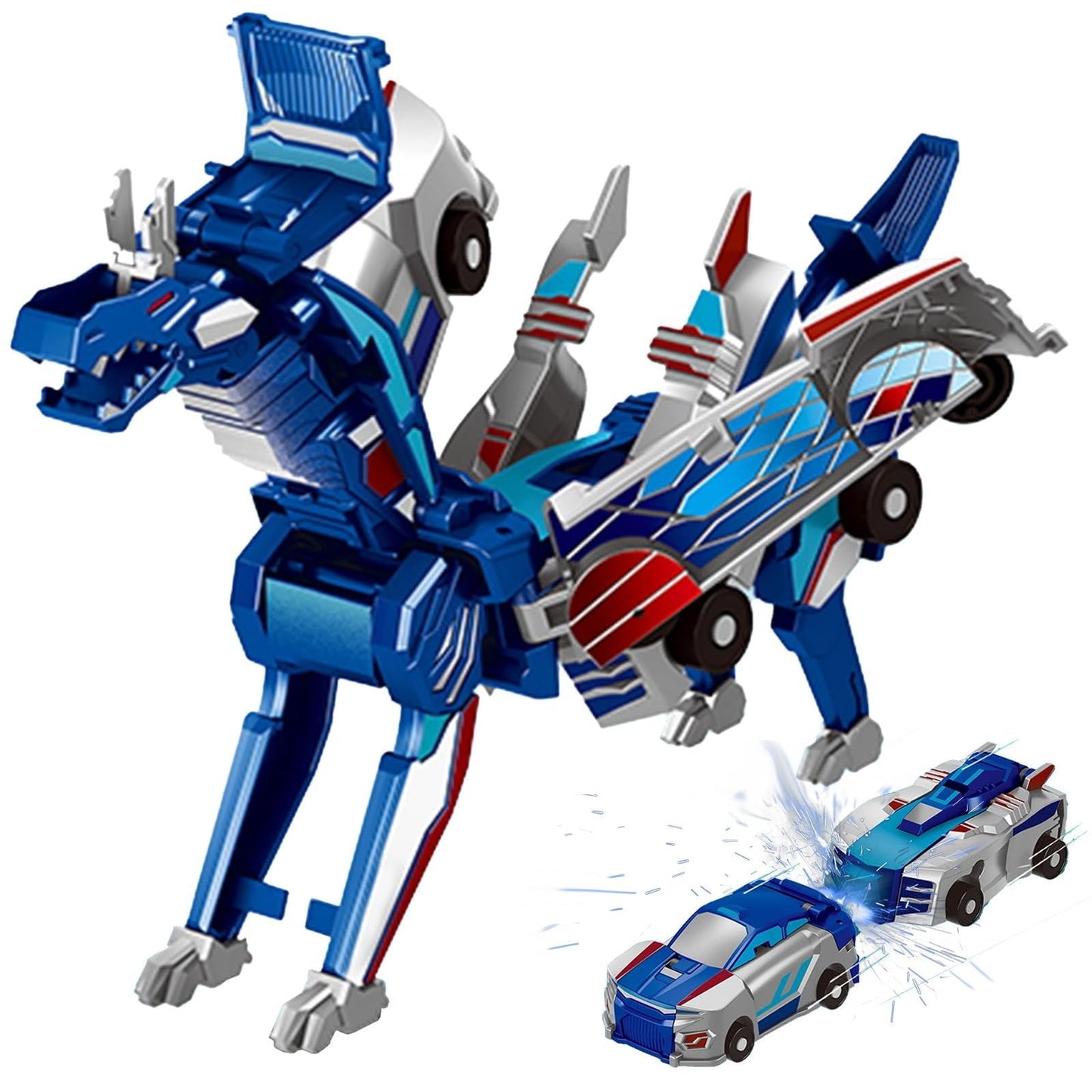 🎁Children's Day Special✨ 2-in-1 Transforming Dragon Car Toy with Collision Action