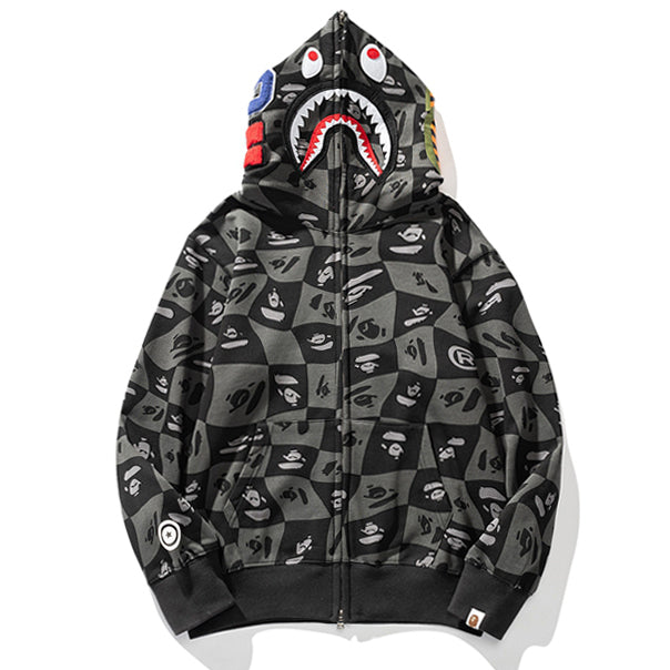 BAPE Gray Shark Zipper Hoodies