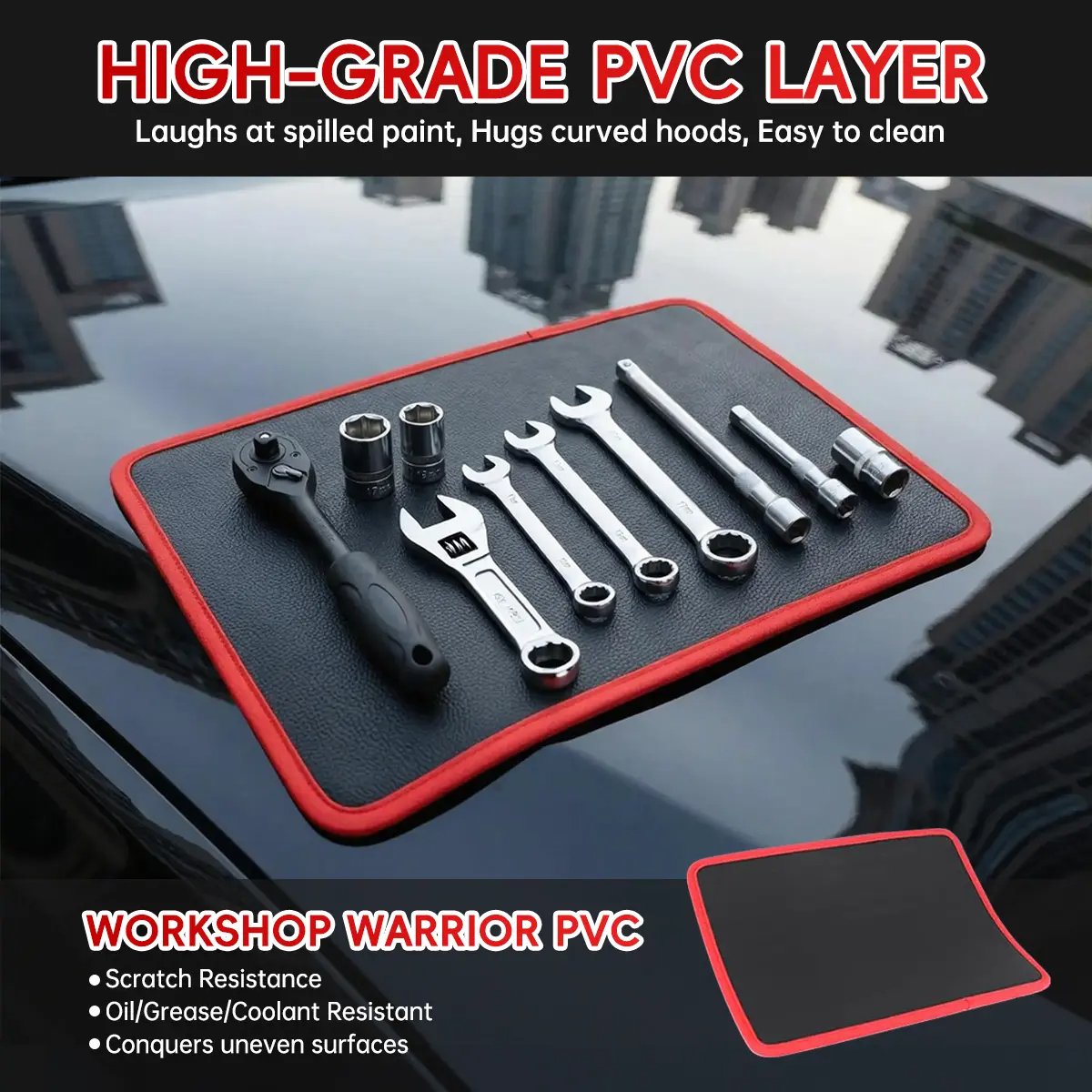 🛠️Flexible Magnetic Tool Mat & Tray Holder - Magnetic Tool Tray, Flexible Magnetic Mat, PVC & Non-Slip for Garage Workshop, Auto Repair Tools