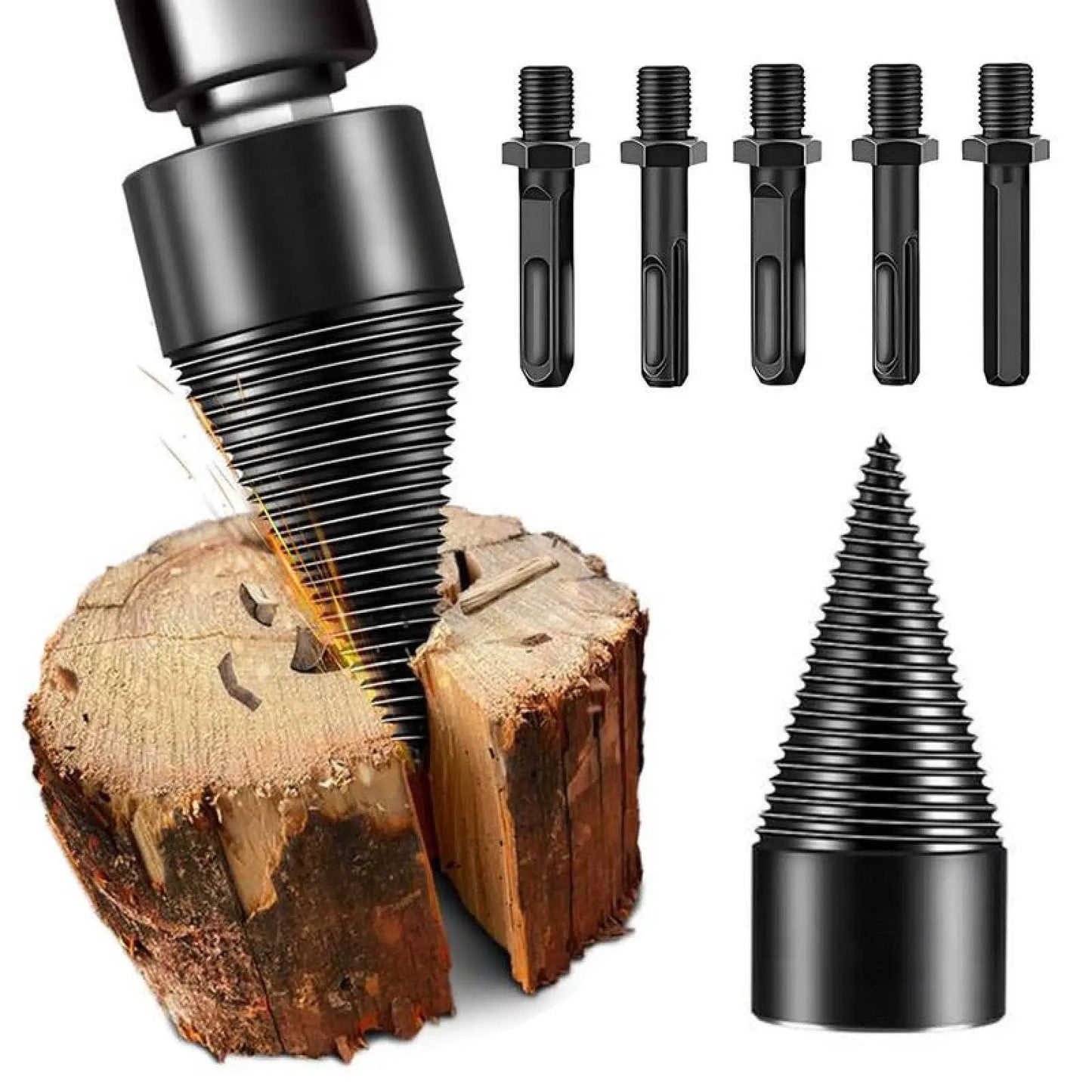🔥Last Day Sale 49% -Heavy-Duty Spiral Firewood Splitter Drill Bit Set