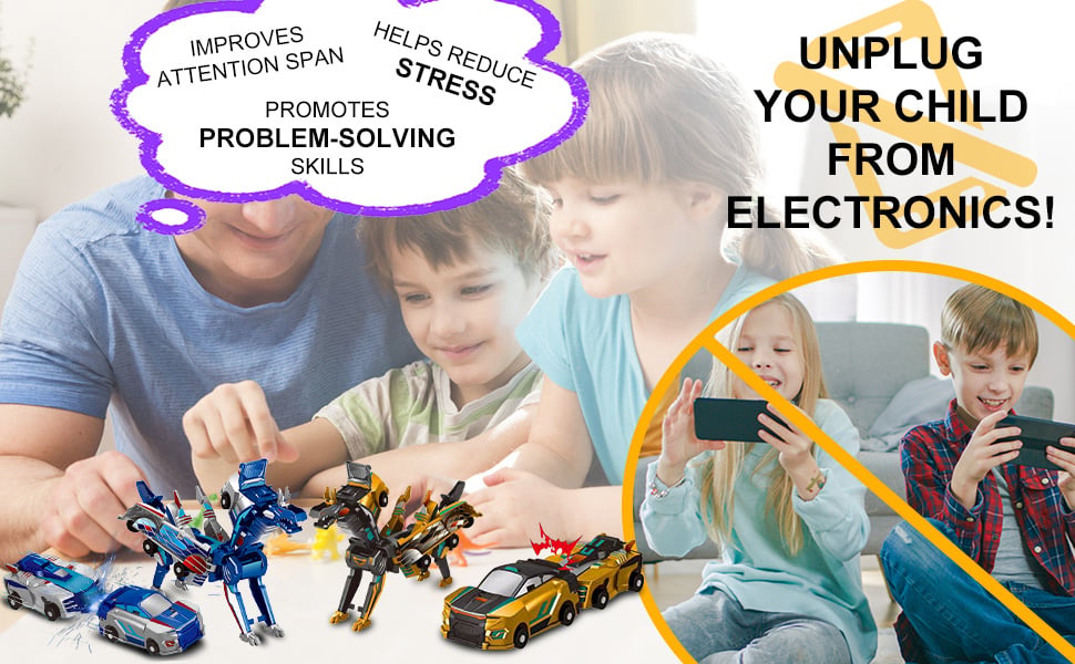 🎁Children's Day Special✨ 2-in-1 Transforming Dragon Car Toy with Collision Action