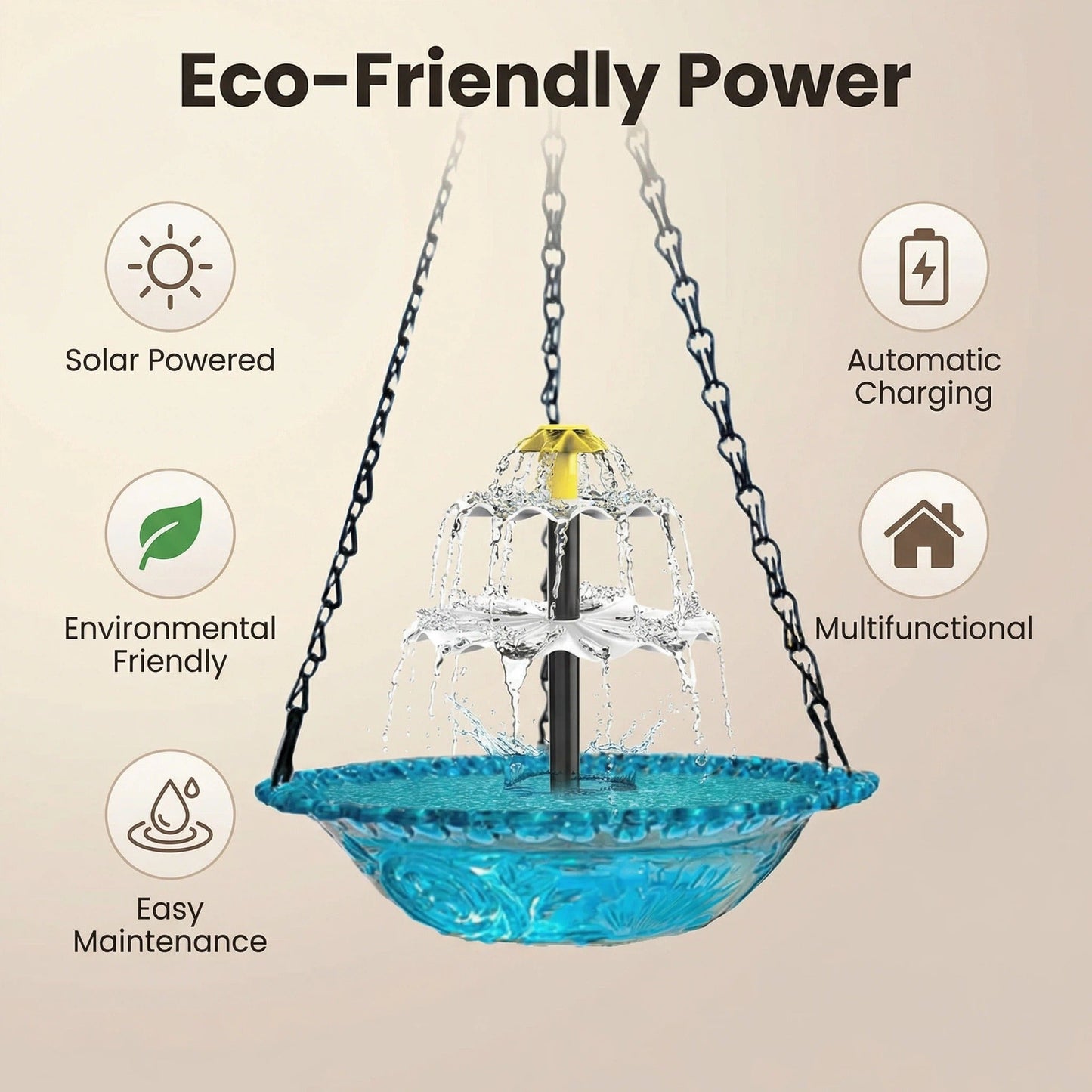 🔥🔥Spring Sale 70% Off--Solar Cascade Hanging Bird Bath Fountain