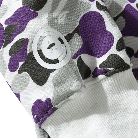 BAPE Purple Camo Shark Zipper Double Hoodies
