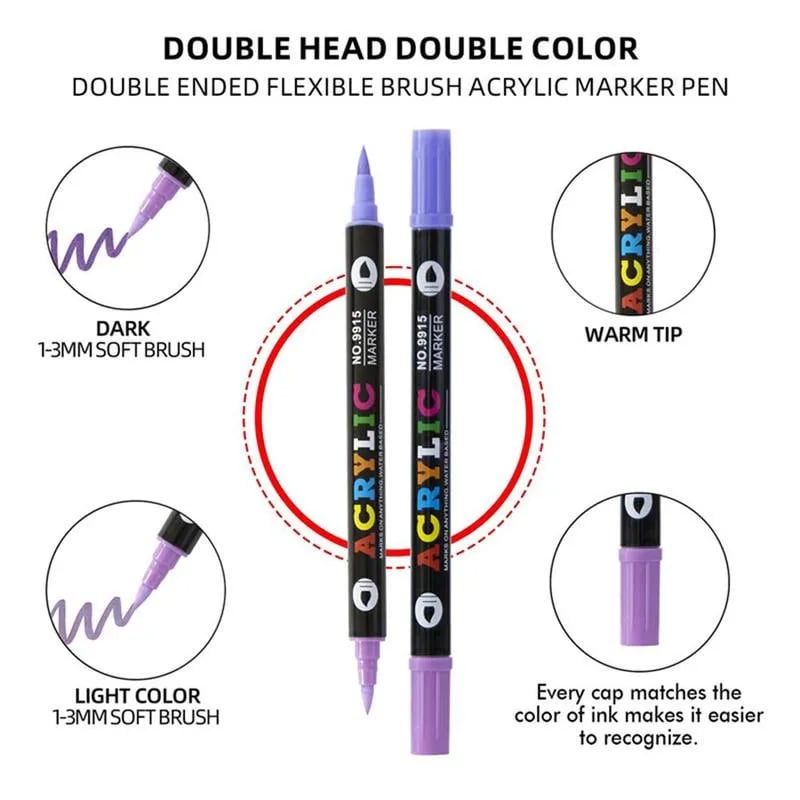 🔥Dual Tip Acrylic Paint Pen Marker - 24/48/72/120Colors