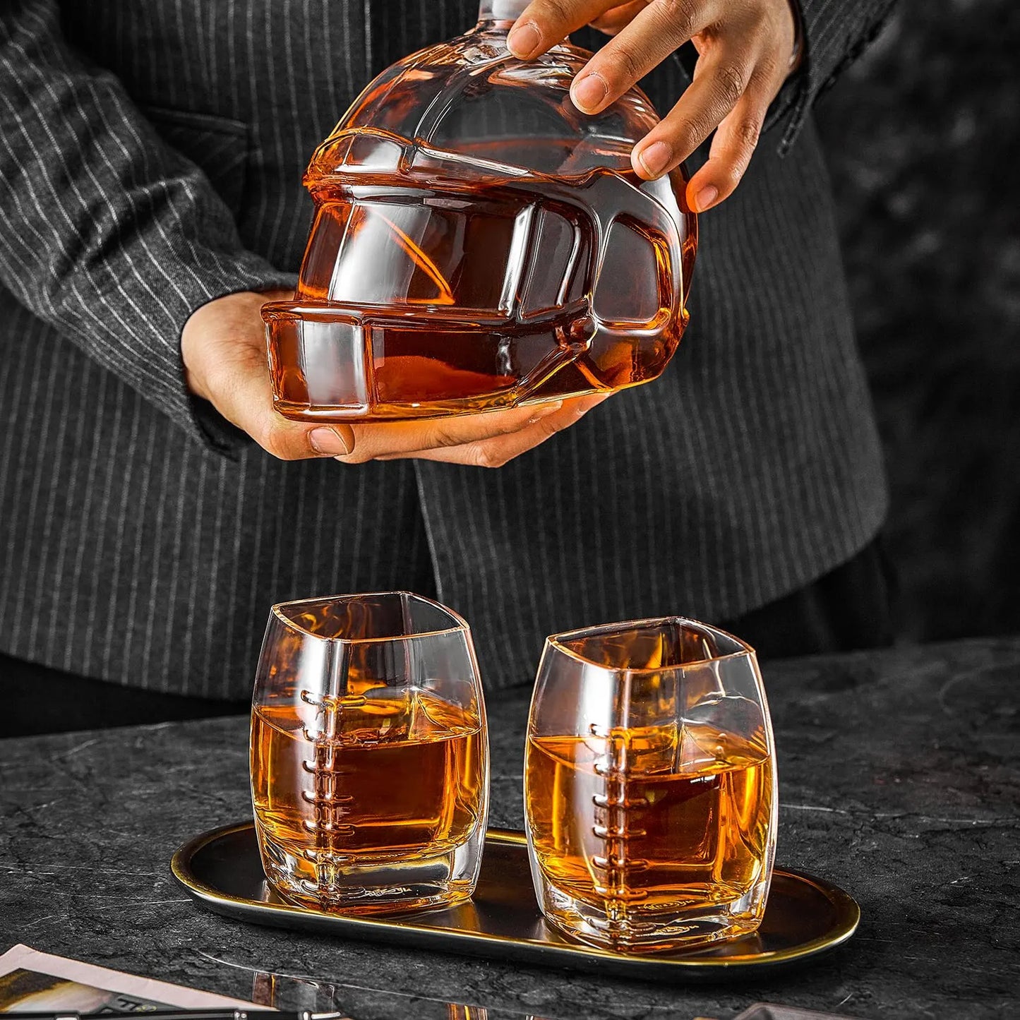 Whiskey Bottle - Rugby Set Edition with Glasses