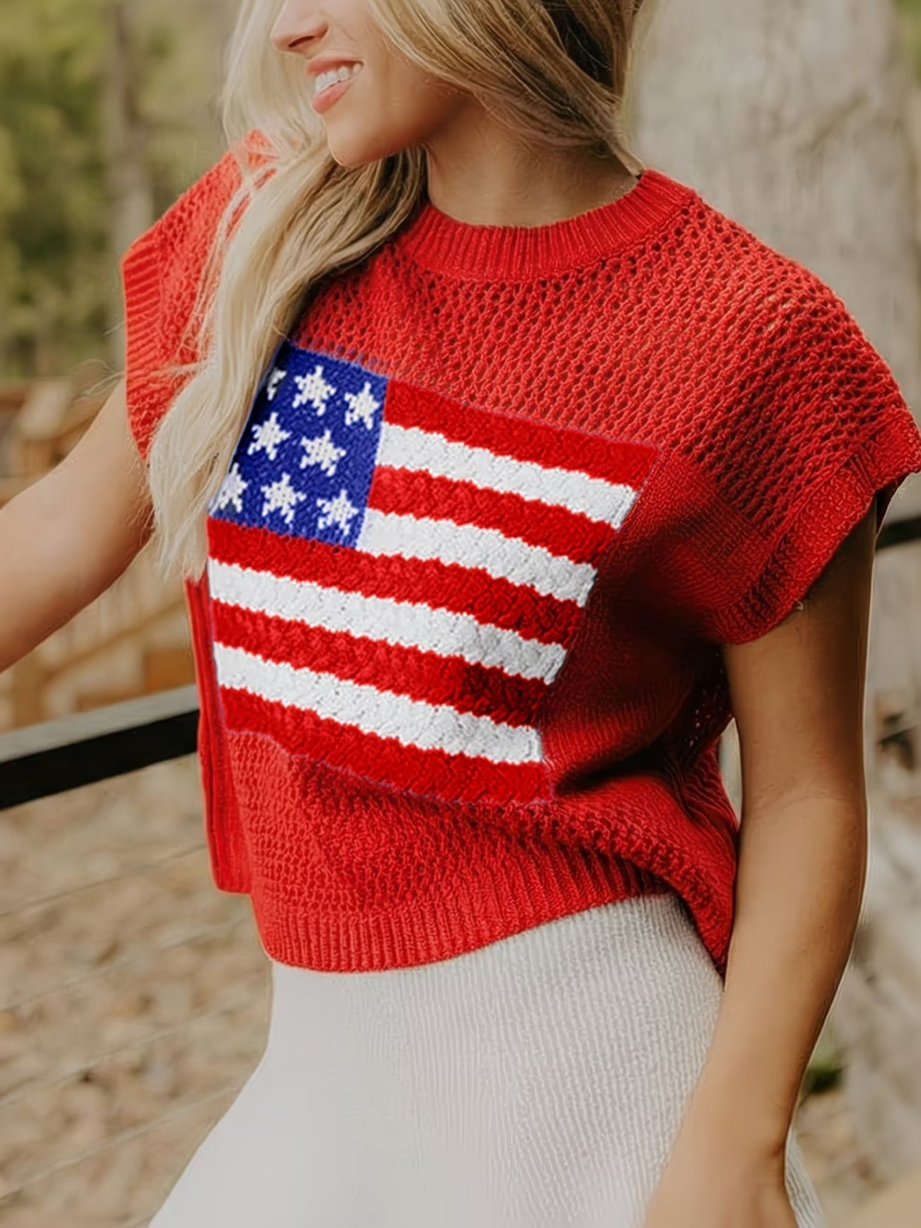 🔥🌸Cool Summer Deal 55% OFF - American Flag Graphic Sweater Top