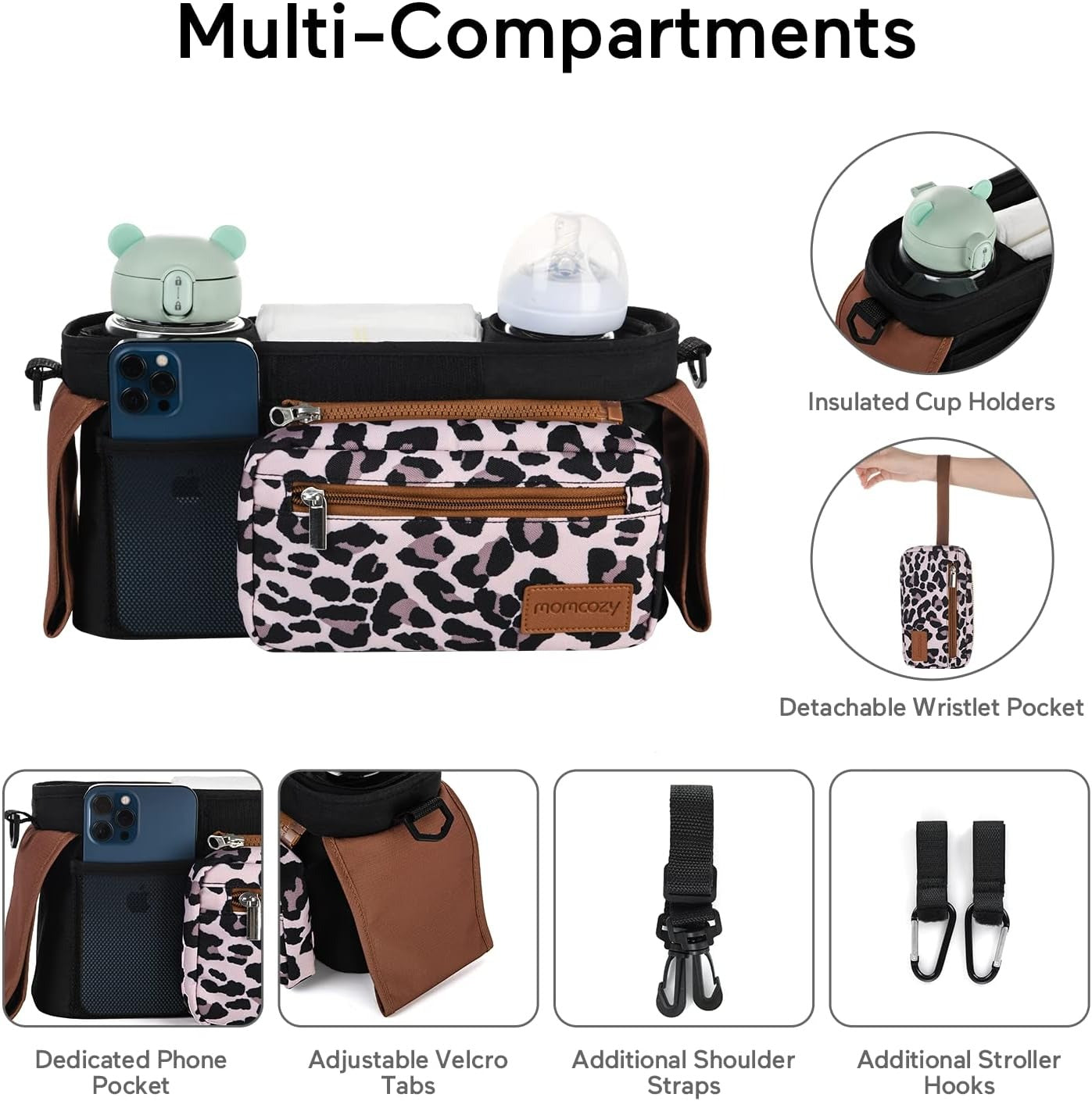 🏆Last Day 50% OFF💥Universal Stroller Organizer - Insulated Dual Cup Holders