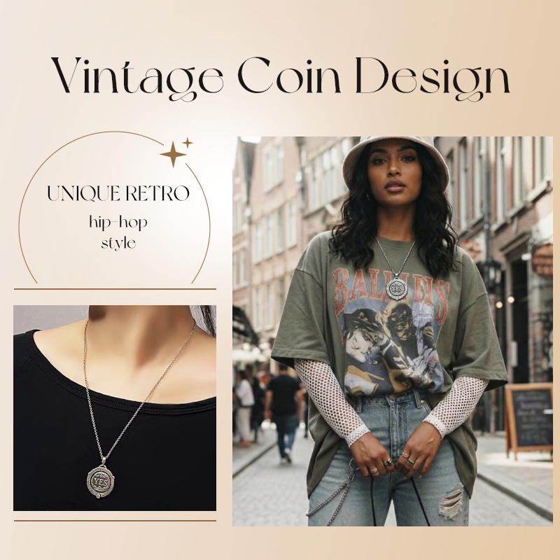 📢📢50% OFF !!!⏰Unisex Retro Spinning Decision Coin Necklace